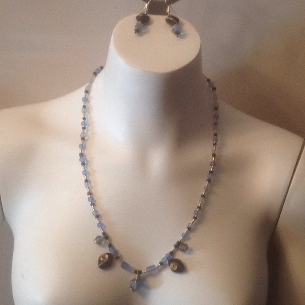 Just a Dust of Blue Earrings and Necklace Set